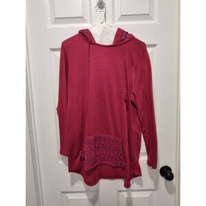 American Rag‎ Women’s Plus Sweater Hoodie Size 0X Lace Crochet Hood & Pocket
